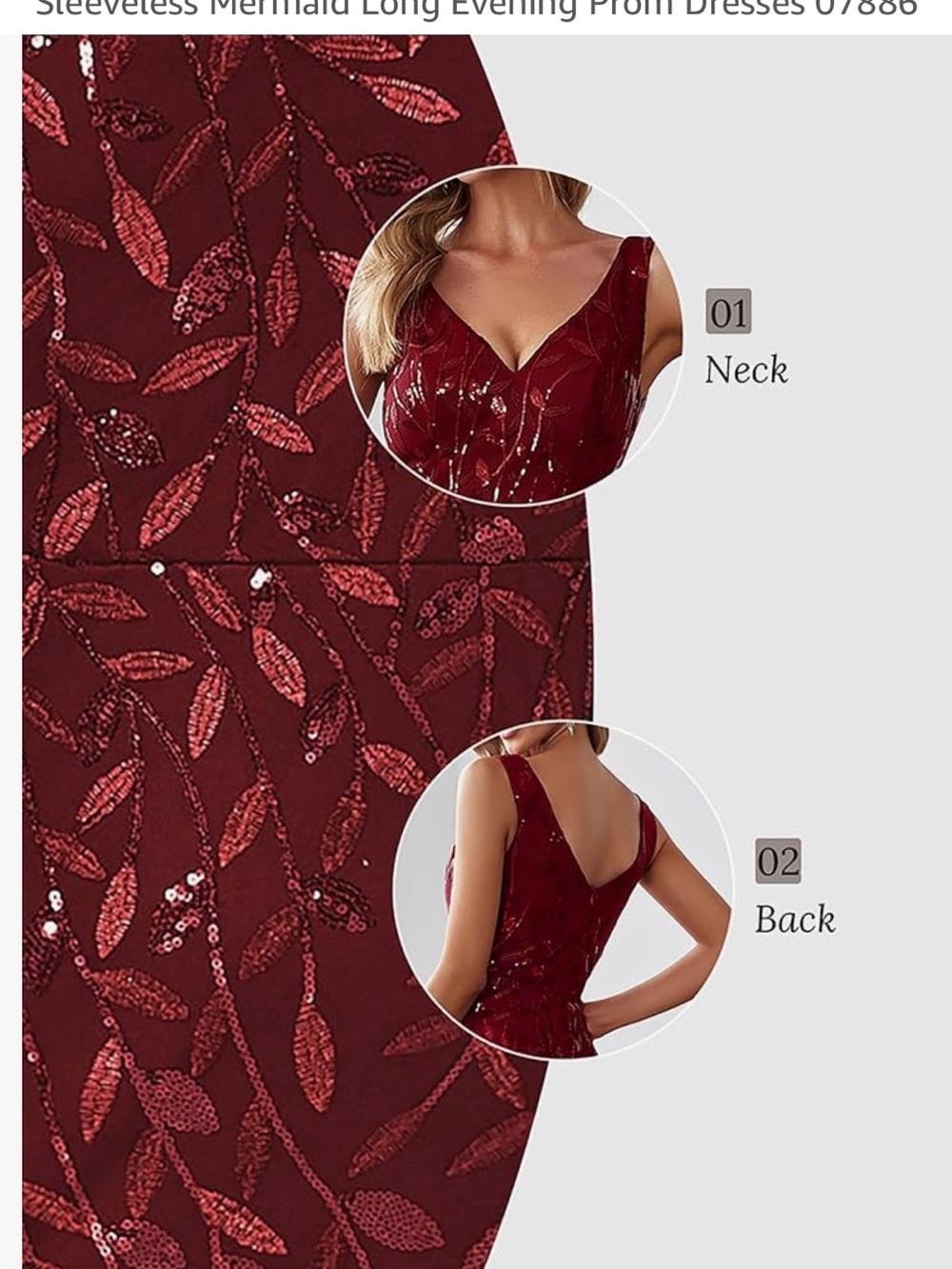 Ever Pretty Burgundy Sequin Mermaid Prom Gown - Picture 4 of 7